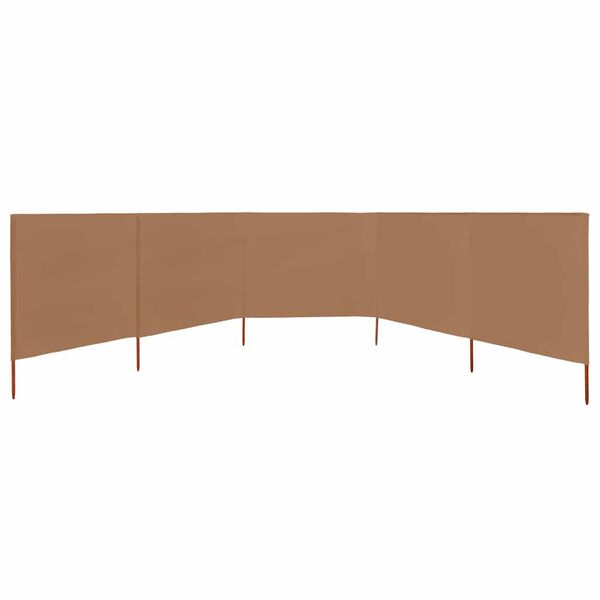vidaXL tuulekaitse sein 5 paneelist, kangas 600 x 120 cm pruunikashall