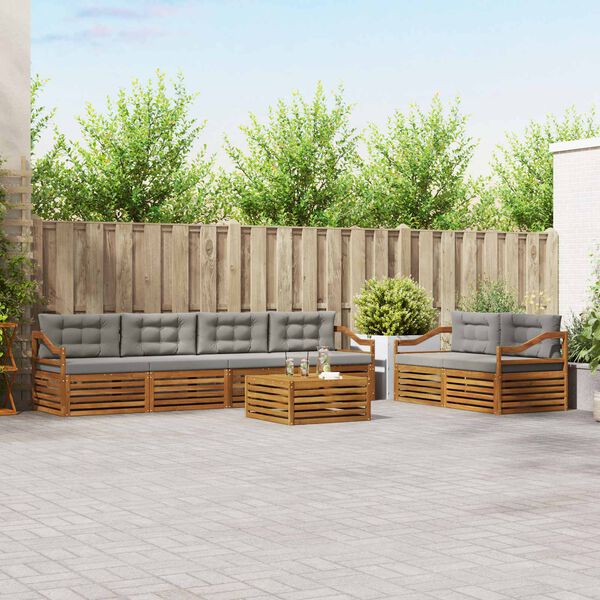 vidaXL V&auml;li diivanikomplekt padjaga 7 pcs Looduslik ja Hele Hall