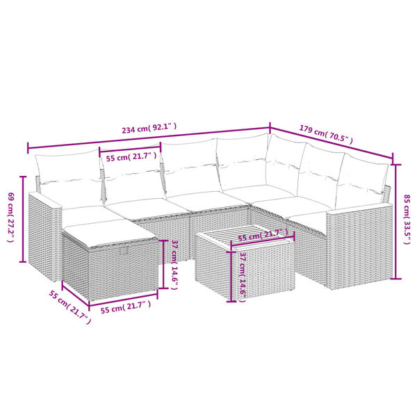 vidaXL 8-osaline aiadiivani komplekt patjadega, must, pol&uuml;rotang