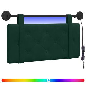 vidaXL Rippuv voodipeats LED-valgustusega Tumeroheline Samet