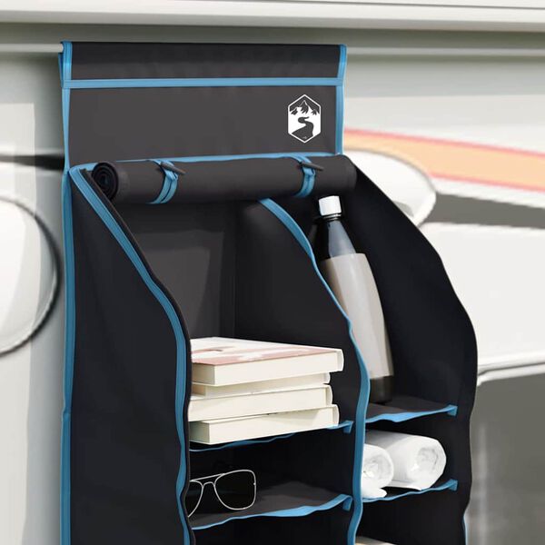 vidaXL Rippuv telgi korraldaja 10 taskut Must 40,5 x 25 x 80 cm oxford