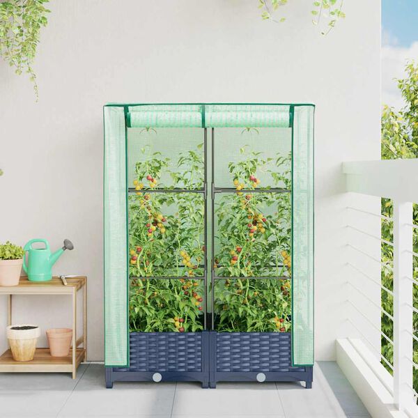 vidaXL taimekast kasvuhoonekattega, rotangi välimus, 80 x 40 x 123 cm