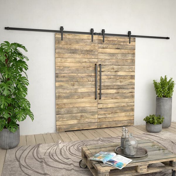 vidaXL liugukse tarvikute komplekt 2 x 183 cm teras, must