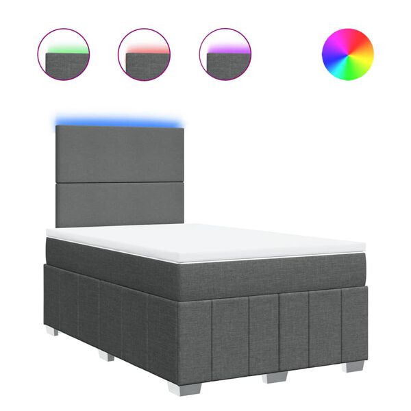 vidaXL kontinentaalvoodi madratsiga, tumehall, 120x200 cm, kangas