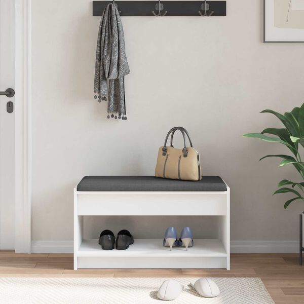 vidaXL Hallipink padjaga riiuliga ladustamisega Valge 83 x 38 x 45 cm