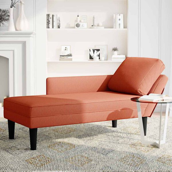 vidaXL Chaise Lounge padja punase oranži velvetist kangaga