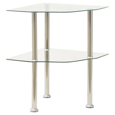 vidaXL 2-korruseline laud, läbipaistev 38x38x50 cm, karastatud klaas