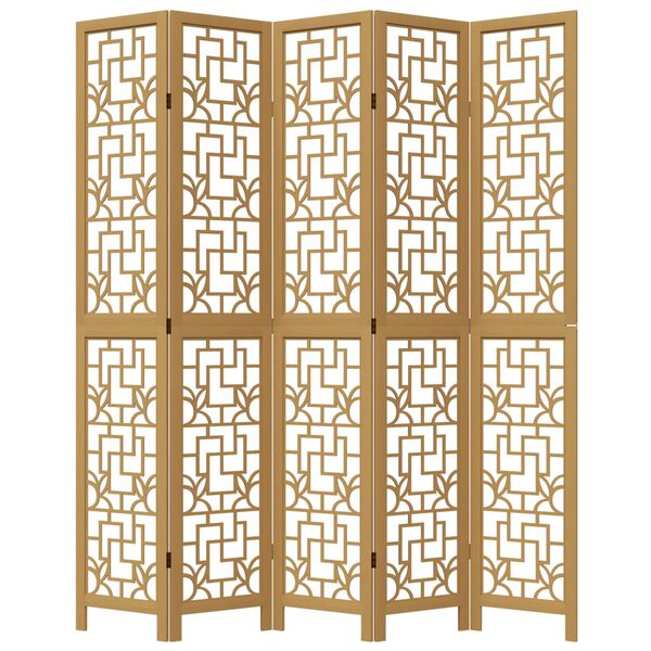 vidaXL 5 paneeliga ruumijagaja, pruun, Paulownia puit