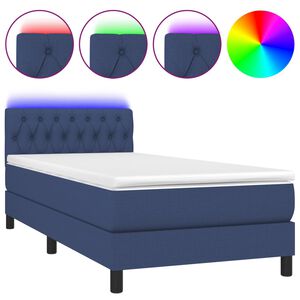 vidaXL kontinentaalvoodi madrats ja LED, sinine, 90x200 cm, kangas
