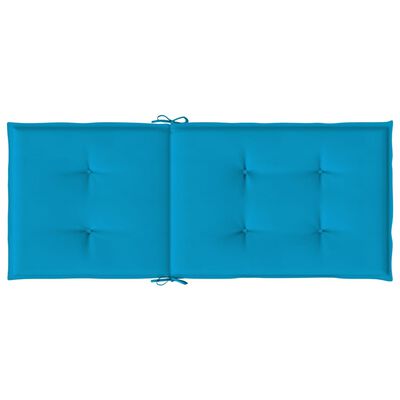 vidaXL kõrge seljatoega toolipadjad 2 tk, sinine, 120x50x3 cm, kangas
