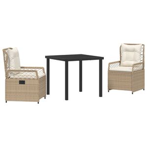 vidaXL Aia s&ouml;&ouml;gilaudade komplekt 3 pcs Bež ja koorevalge pol&uuml;rotang