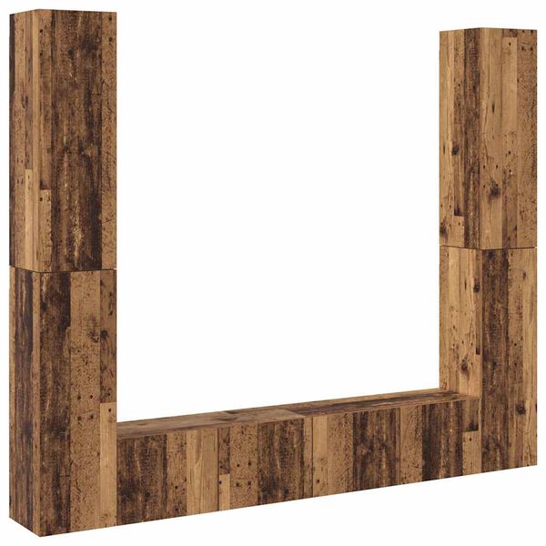 vidaXL 6-osaline seinale paigaldatav telerikapi komplekt vana puit