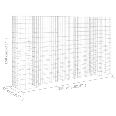 vidaXL H-kujuline gabioon-taimekast, terastraat, 260 x 40 x 150 cm
