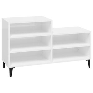 vidaXL jalatsikapp, k&otilde;rgl&auml;ikega valge, 102x36x60 cm, tehispuit