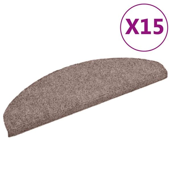 vidaXL isekleepuvad trepimatid, 15 tk, 65 x 21 x 4 cm, helepruun, poolringikujulised, suured