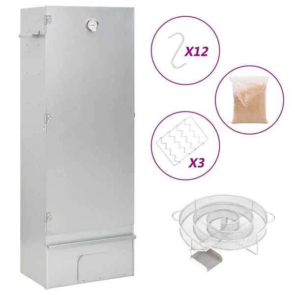 vidaXL BBQ suitsuahi koos külmsuitsu generaatoriga, tsingitud teras