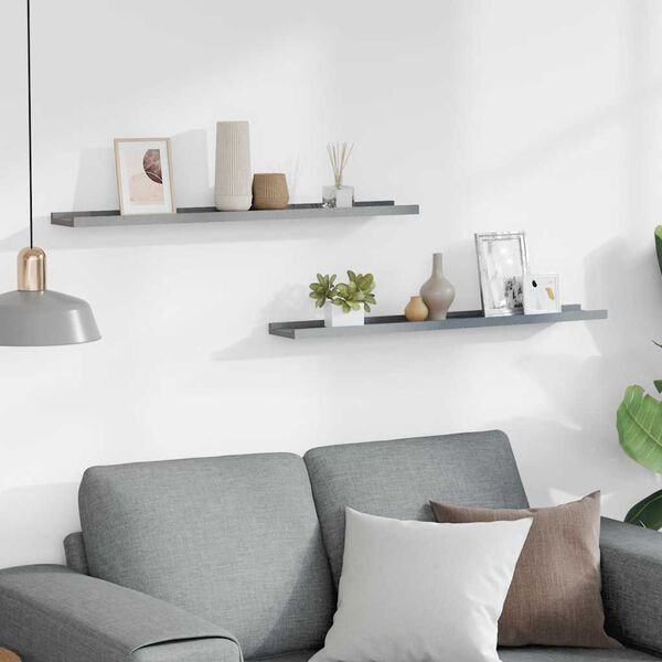 vidaXL pildiraami seinariiulid 2 tk, hall, 80 x 9 x 3 cm MDF