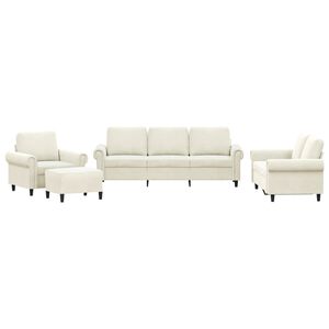 vidaXL 4-osaline diivanikomplekt patjadega, kreemjas, samet