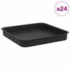 vidaXL Ruudu kujuline lille alus 24 pcs Must 15 x 15 x 2 cm Plastmass