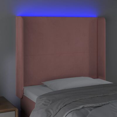 vidaXL LED-voodipeats, roosa, 93x16x118/128 cm, samet
