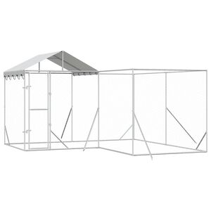 vidaXL katusega koeraaedik, h&otilde;bedane, 4x4x2,5 m, tsingitud teras