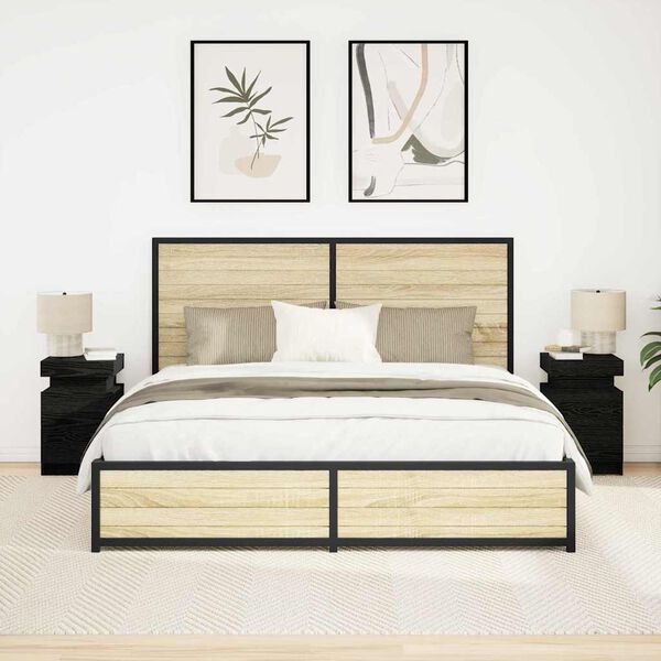 vidaXL &Ouml;&ouml;lambi kapp sahtliga 2 pcs Must tamm 35 x 39 x 55 cm Tehispuit