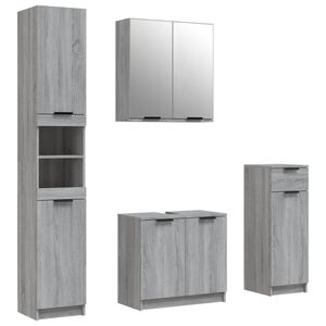 vidaXL 4-osaline vannitoakappide komplekt, hall Sonoma tamm, tehispuit