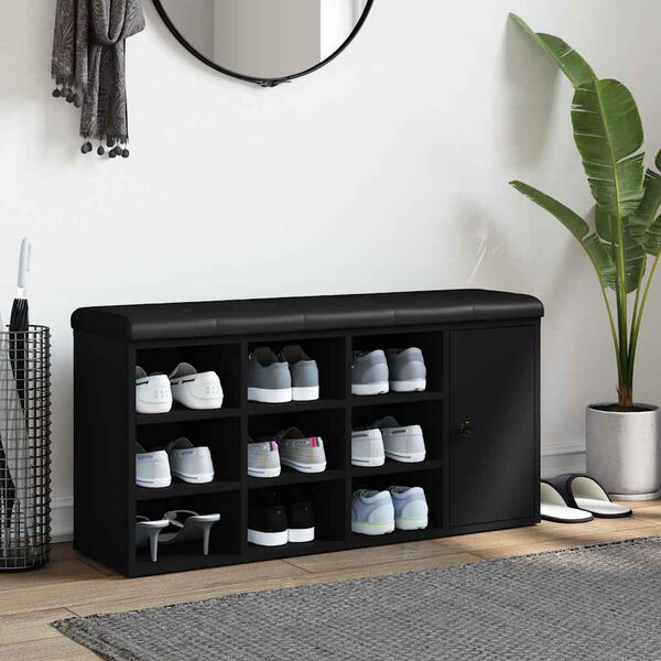 vidaXL jalatsipink, must, 102 x 32 x 50 cm, tehispuit