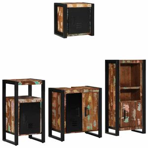 vidaXL Vannitoa m&ouml;&ouml;bleset sahtliga riiuliga 4 pcs Tugev taastatud puit