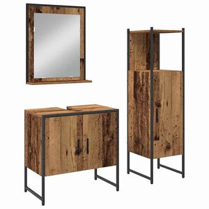 vidaXL Vannitoa m&ouml;&ouml;bleset riiuliga ladustamisega 3 pcs Pruun Tehispuit
