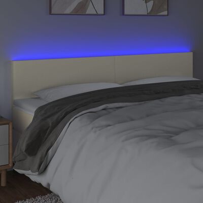 vidaXL LED-voodipeats, kreemjas, 180x5x78/88 cm, kunstnahk