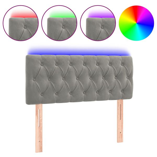 vidaXL LED-voodipeats, helehall, 90x7x78/88 cm, samet