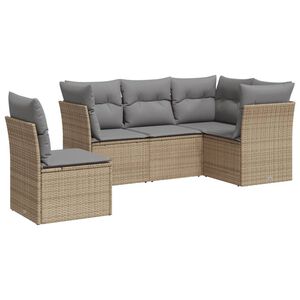 vidaXL 5-osaline aiadiivani komplekt patjadega, beež, pol&uuml;rotang