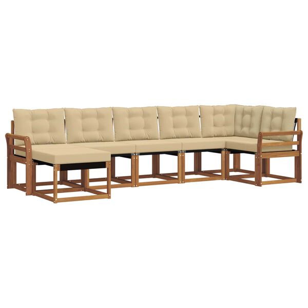 vidaXL V&auml;li diivanikomplekt padjaga 7 pcs Looduslik ja beež