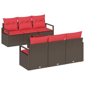 vidaXL Diivanikomplekt padjaga 7 pcs Pruun ja Punane pol&uuml;rotang