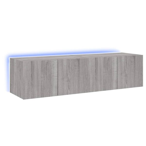 vidaXL teleri seinakapid LED-tuledega 2 tk, hall Sonoma, 60x35x31 cm