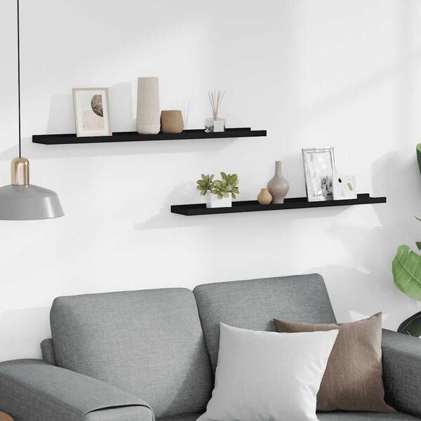 vidaXL pildiraami seinariiulid 2 tk, must, 80 x 9 x 3 cm MDF