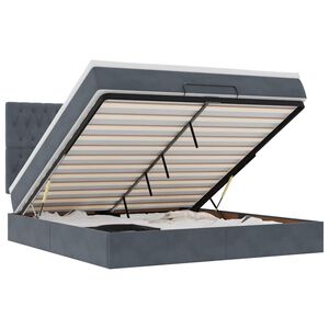 vidaXL Ottomani voodiraam madratsitega, tumehall, 180x200 cm, samet