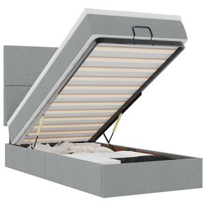 vidaXL Ottomani voodiraam madratsiga, helehall, 80x200 cm, kangas