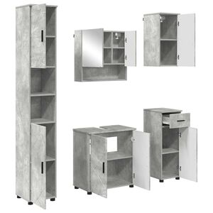 vidaXL Vannitoa m&ouml;&ouml;bleset sahtliga 5 pcs Betoonhall Tehispuit & Metall