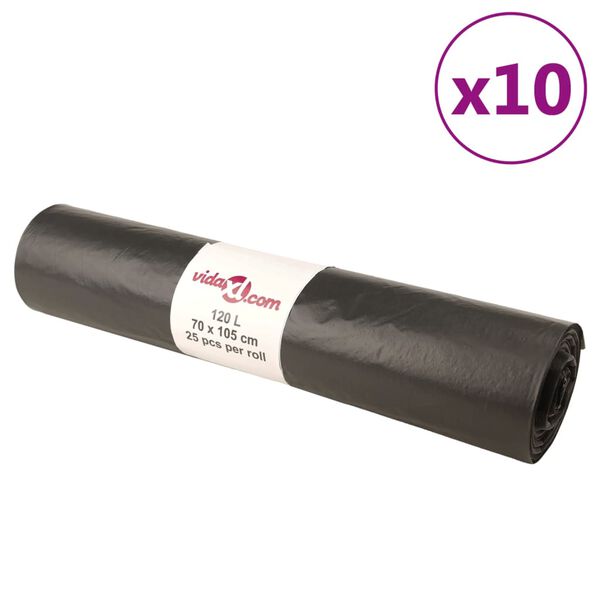 vidaXL prügikotid, 250 tk, must, 120 l