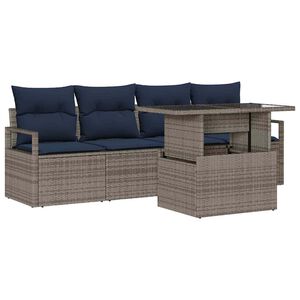 vidaXL Aia Diivanikomplekt ladustamisega padjaga 5 pcs Hall pol&uuml;rotang