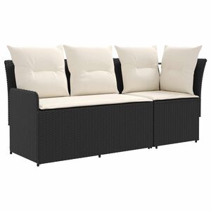 vidaXL Aia k&auml;sitoe diivan nurk-sofaga 2 T&uuml;kk Must ja kreem PE rattan