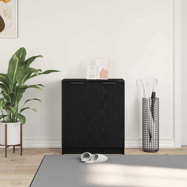 vidaXL Kinga kapp riiuliga uksega Must tamm 59 x 35 x 70 cm Tehispuit