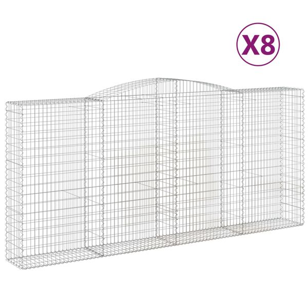 vidaXL kaarekujulised gabioonkorvid 8 tk, 400x50x180/200 cm, raud