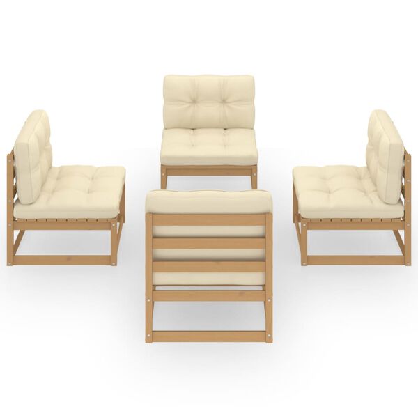 vidaXL 4-osaline aiam&ouml;&ouml;blikomplekt istmepatjadega, toekas m&auml;nnipuit