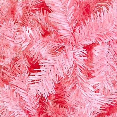 vidaXL kitsas valgustatud kunstkuusk kuulidega, roosa, 120 cm