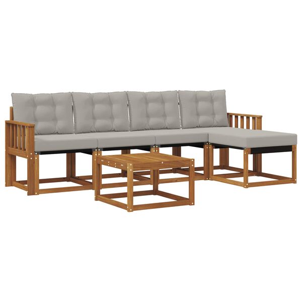 vidaXL V&auml;li diivanikomplekt padjaga 6 pcs Looduslik ja Hele Hall