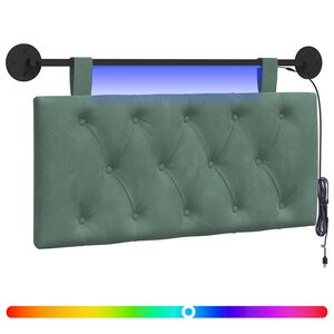 vidaXL Rippuv voodipeats LED-valgustusega Mere Roheline Samet