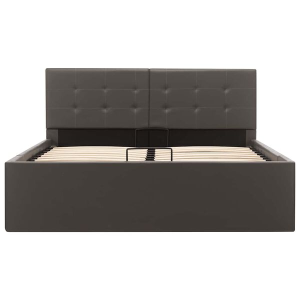 vidaXL h&uuml;drauliline hoiukastiga voodiraam hall kunstnahk 120 x 200 cm